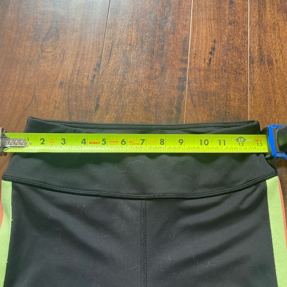 Avia Women's Black Leggings with Orange and Green Stripes - Picture 3 of 6